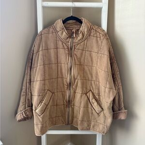 Free People Quilted Tan Utility Jacket